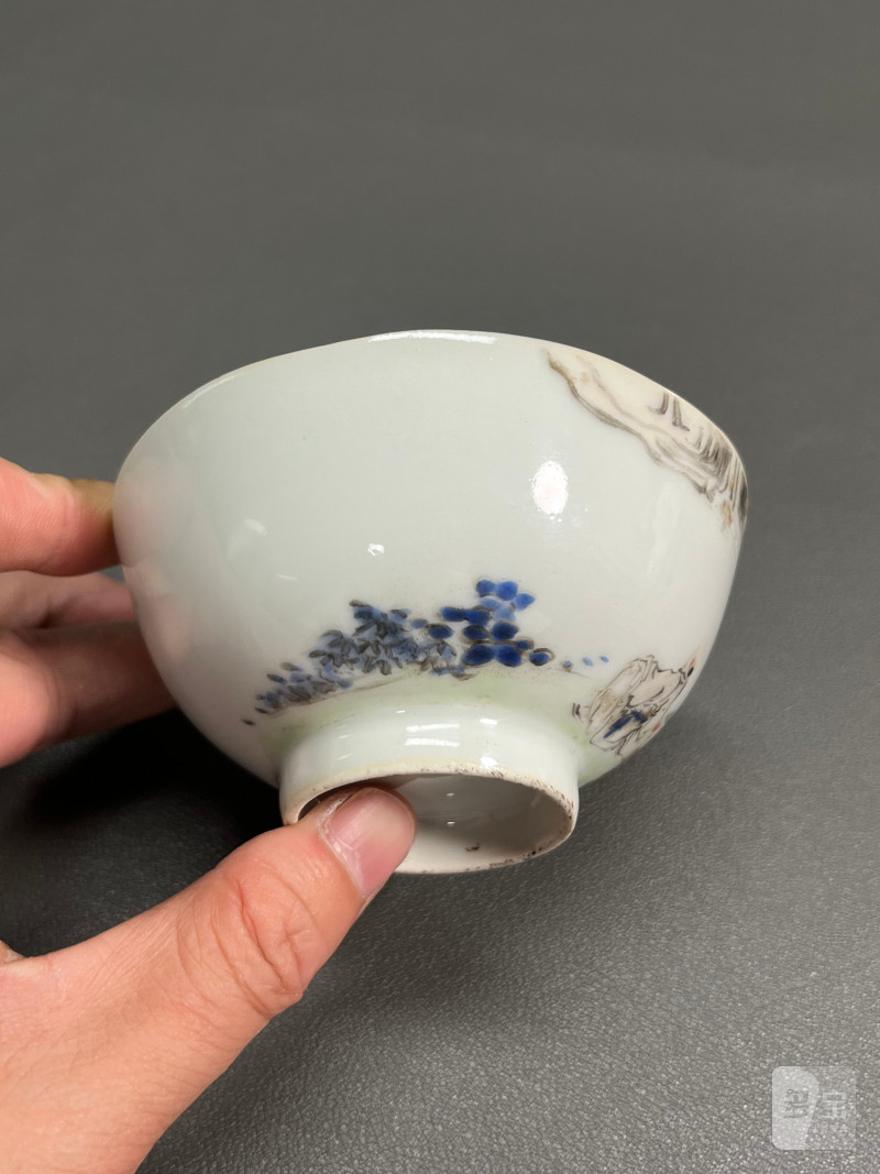 清晚期  浅绛彩王少维作茶圆 - 图9